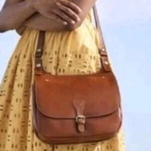 Patricia Nash  Leather London Saddle Bag Brown Crossbody Purse